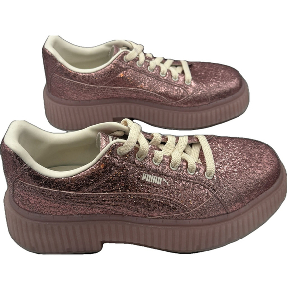 Puma Womens Dinara Shine Metallic Platform Sneakers Pink Sz 8 - Picture 3 of 11
